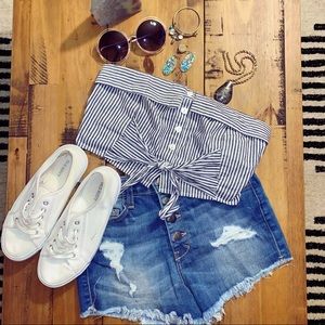 Blu Spero Pin Stripe Crop Top